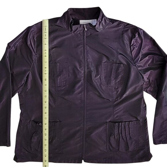 Chico's Purple Rain Windbreaker Track Jacket Metallic Size 3 (US XL 16) - Picture 4 of 11